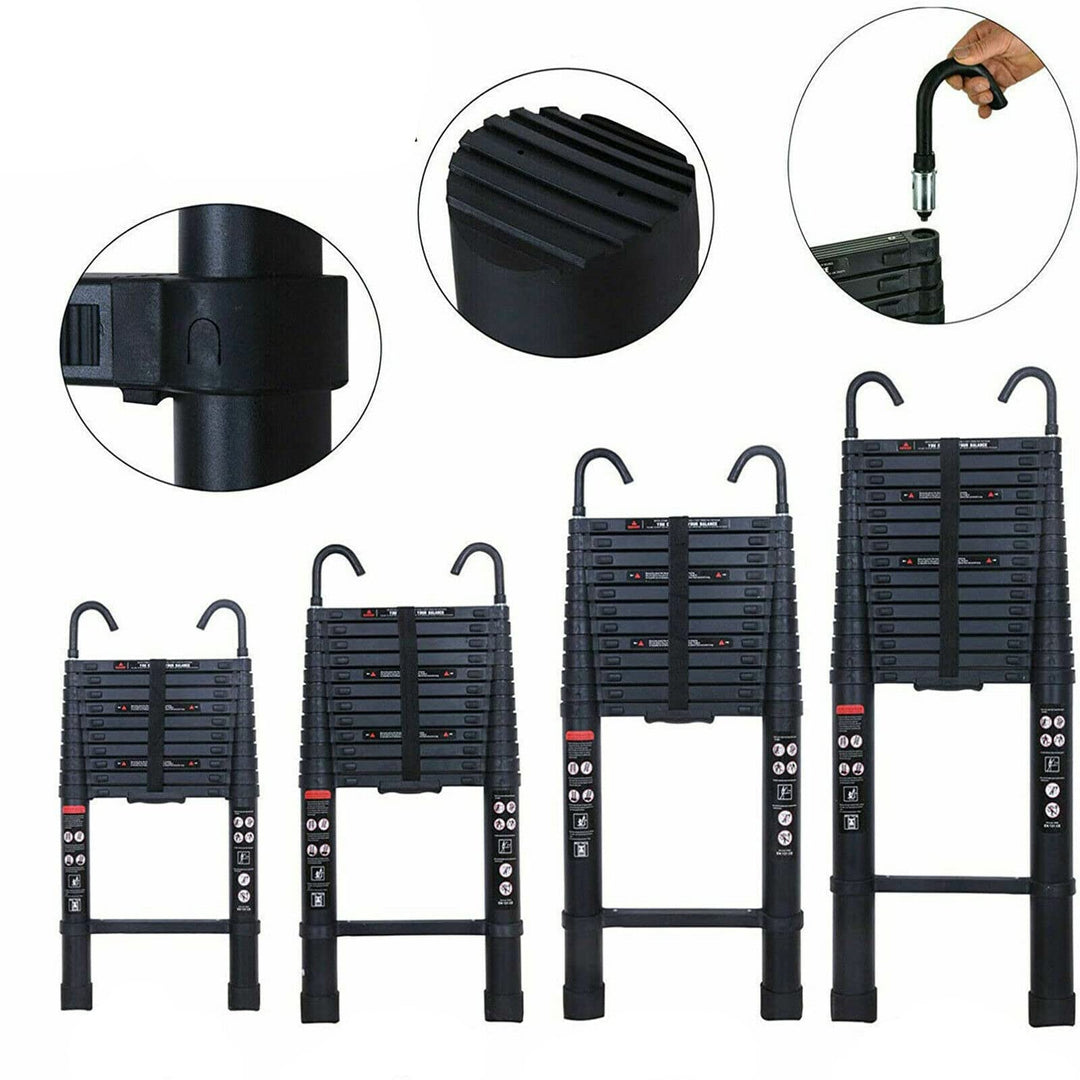 10,5FT Telescopic Ladder Aluminum Extension Ladder with Detachable Hooks Safe & Compact, Collapsible