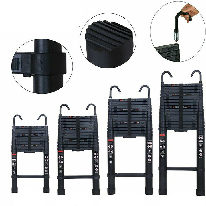 10,5FT Telescopic Ladder Aluminum Extension Ladder with Detachable Hooks Safe & Compact, Collapsible