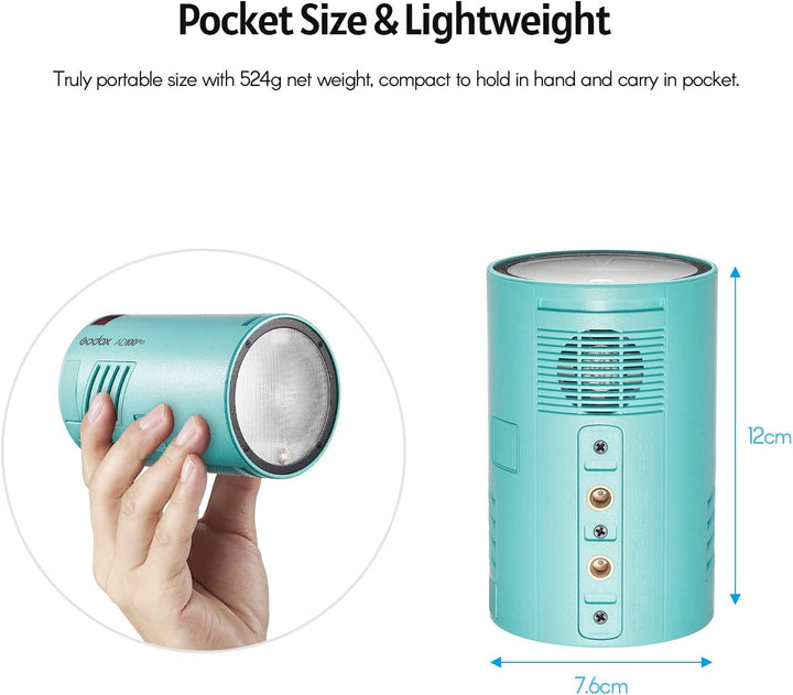 Godox AD100Pro Pocket Flash Blitzlicht 2.4G Wireless 5 Gruppen 32 Kanäle OLED Bildschirm 5800K 1/800