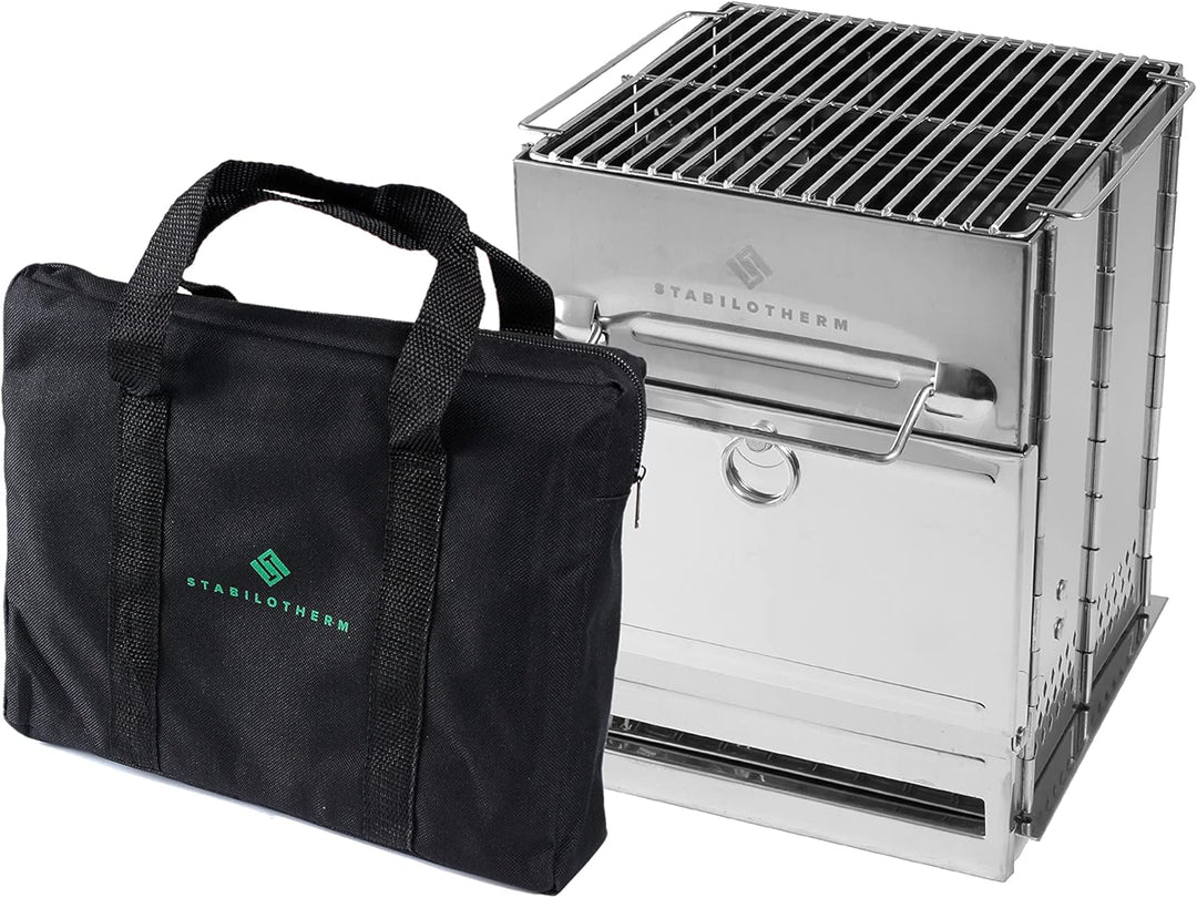 STABILOTHERM Edelstahl Holzkohle-Grill Camping Outddor faltbar | mobiler Grill Camping-Grill Outdoor