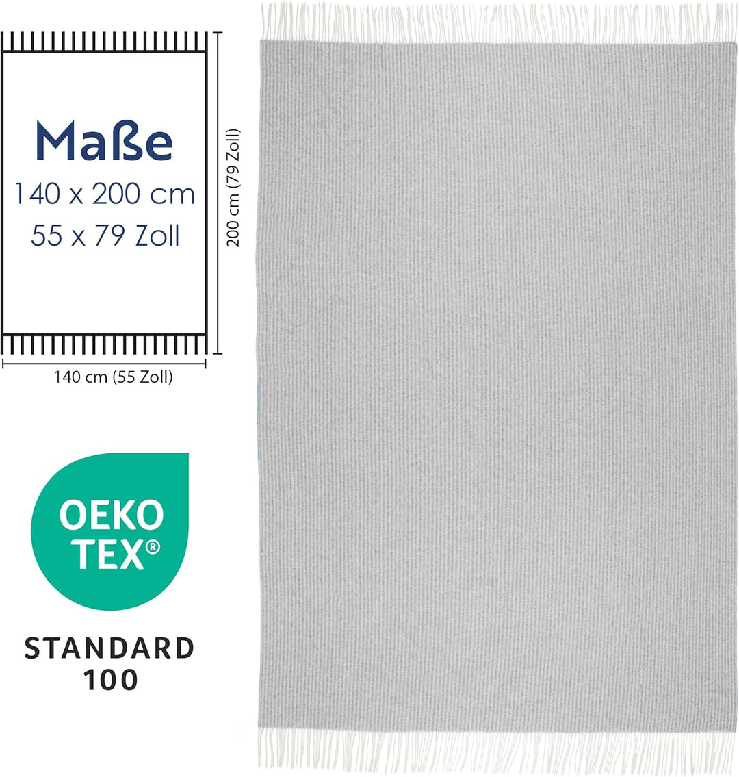 Nostra Andora Tagesdecke 140x200 | Weiche Merino Wolldecke mit 10% Kaschmir | Picnic Blanket | Warme