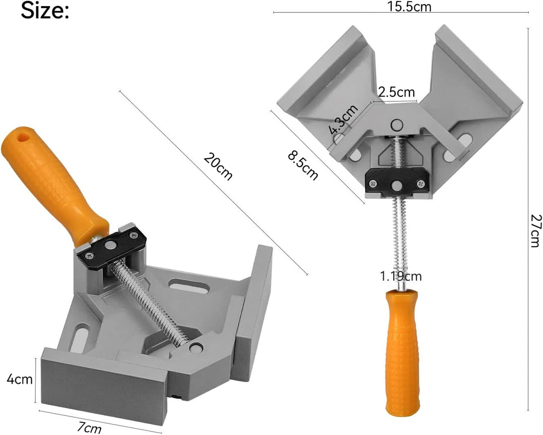 2 Stück Winkelspanner 90 Grad, Aluminium-Legierung Eckspanner, Mit Swing Kiefer, Single Handle, Wink