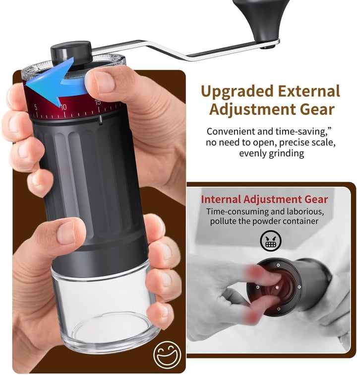 Tragbarer Kaffeemühle Konischer Mahlwerk für Espresso French Press Pour Over Doppellager Äusserer Ei
