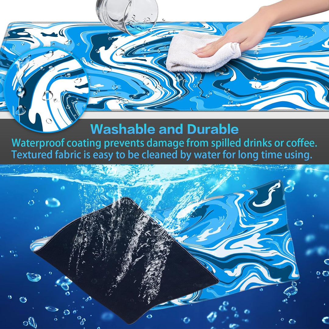Abetcabe Gaming Mauspad XXL, Mousepad 900 x 400mm, Fluid Art Mauspad gross Vernähte Kanten WassXerdi