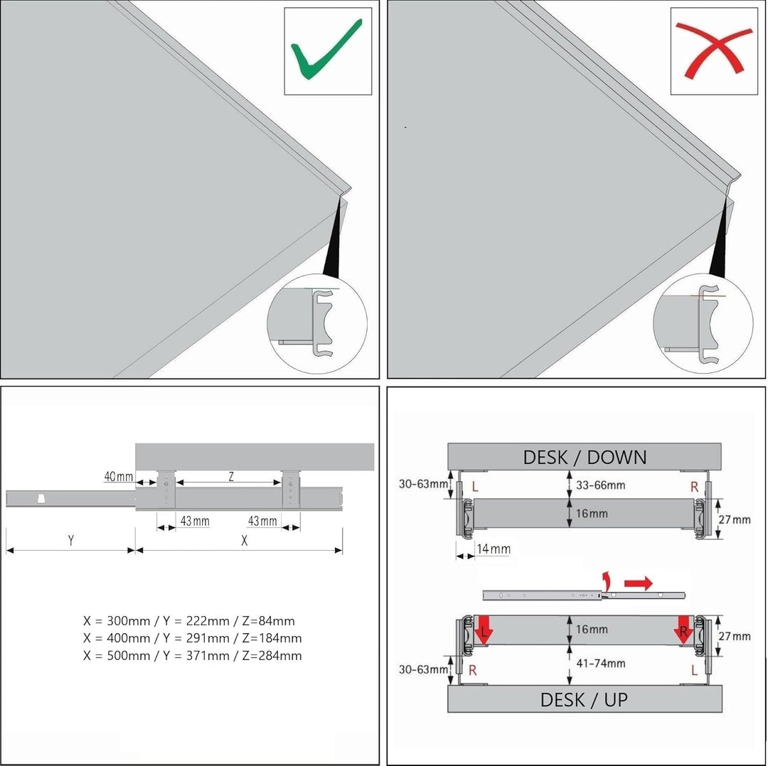 FIX&amp;EASY Tastaturauszug mit Tastaturablage 800X300mm schwarz matt Dekor, Auszugschienen schwarz 300m
