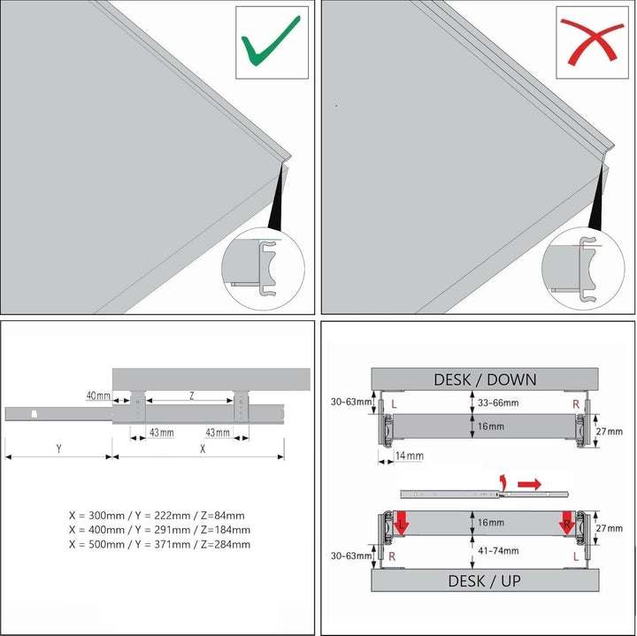 FIX&amp;EASY Tastaturauszug mit Tastaturablage 800X300mm schwarz matt Dekor, Auszugschienen schwarz 300m