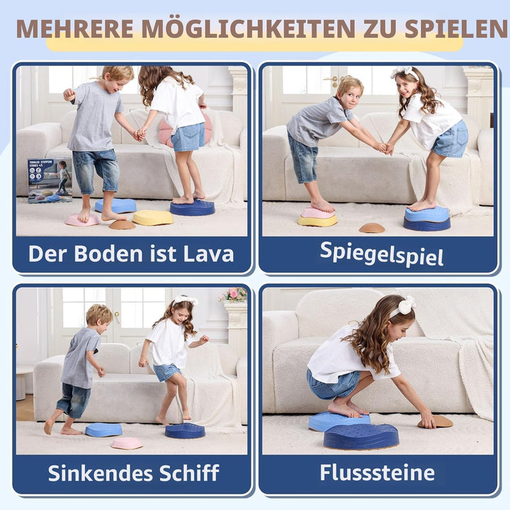 KidBloom Balanciersteine für Kinder, Geschenk Mädchen & Junge 2 3 4 5 Jahre | Rutschfest,5 Stapelste