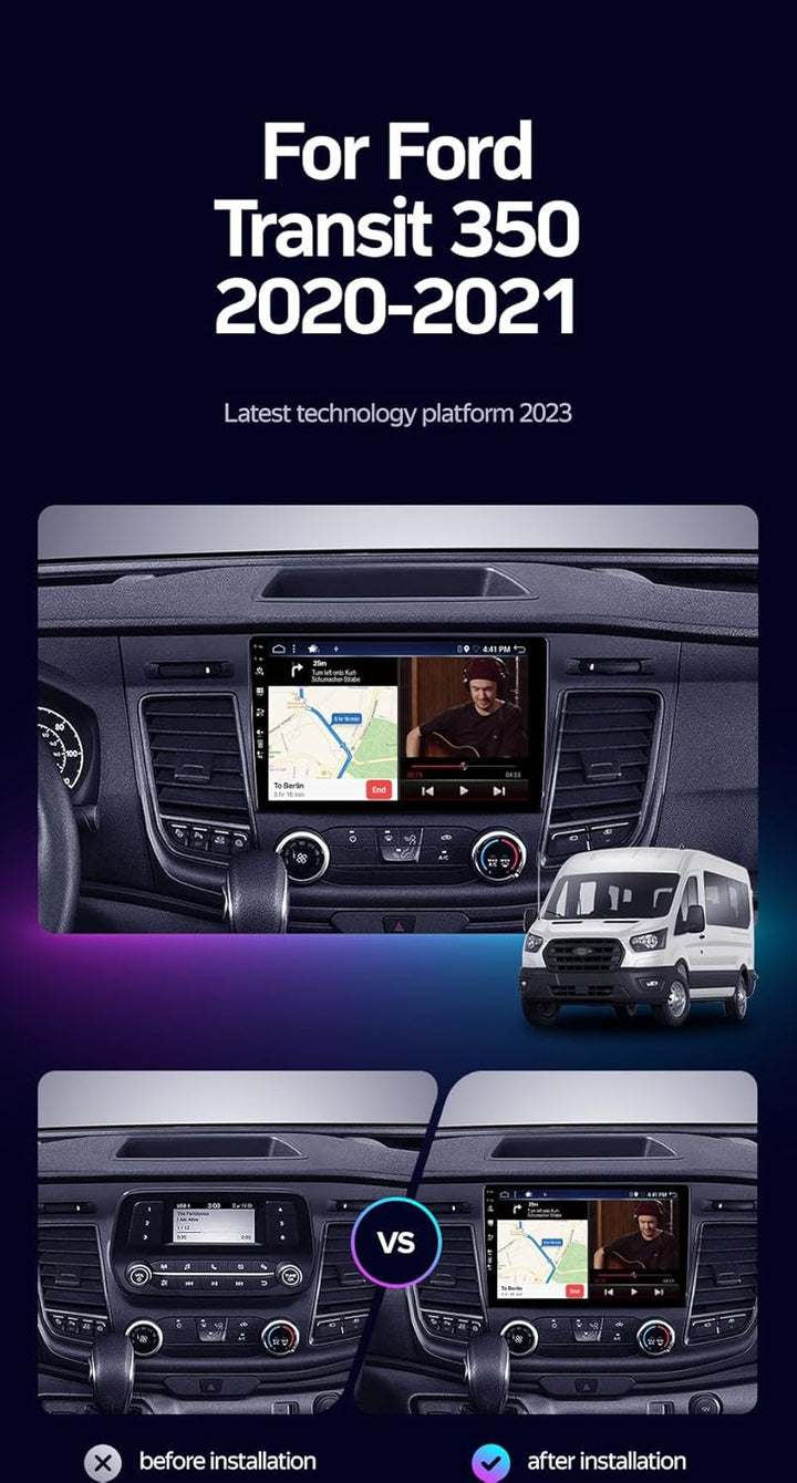 [2G+64G] 10.1 Zoll Autoradio für Ford Transit Custom 300 350 (2017-2023) GPS Navigation - CarPlay An