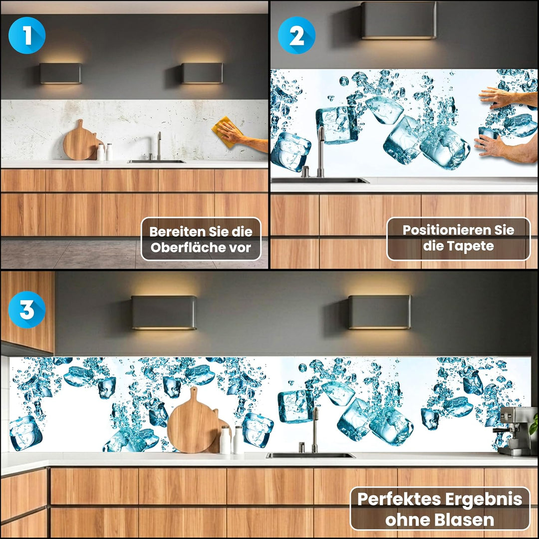 DIMEX Küchenrückwand Folie selbstklebend EISWÜRFEL | Klebefolie - Dekofolie - Spritzschutz für Küche