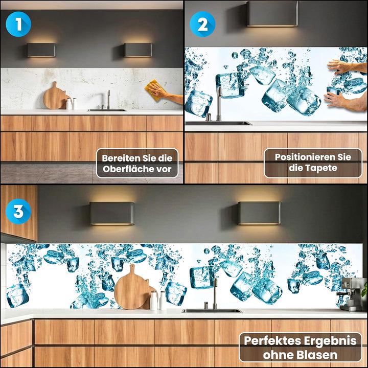 DIMEX Küchenrückwand Folie selbstklebend EISWÜRFEL | Klebefolie - Dekofolie - Spritzschutz für Küche