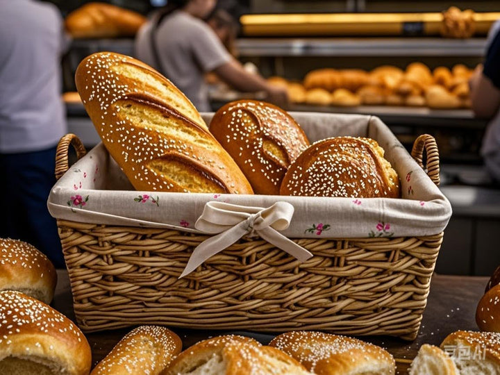 Brotkorb 3er Set mit Baumwolleinsatz | Eckige Brotkörbchen aus Seegras | Geflochtener Korb | Aufbewa