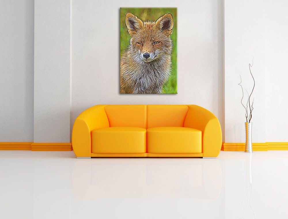 schöner Fuchs Spezial Format: 100x70 cm auf Leinwand, XXL riesige Bilder fertig gerahmt mit Keilrahm