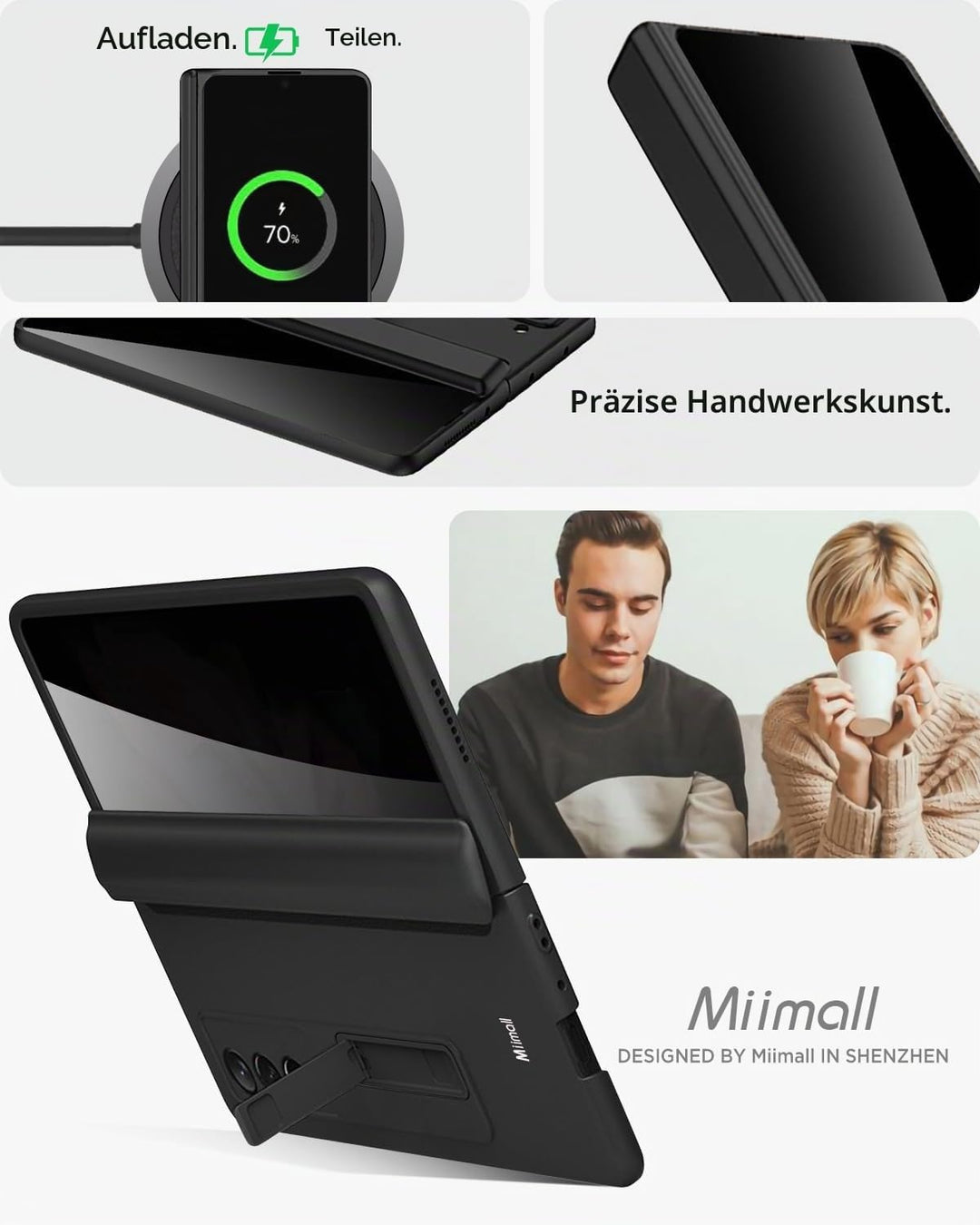Miimall Kompatibel mit Samsung Galaxy Z Fold 3 Hülle mit Displayschutz Anti-Peeping+Magnetischer Sch