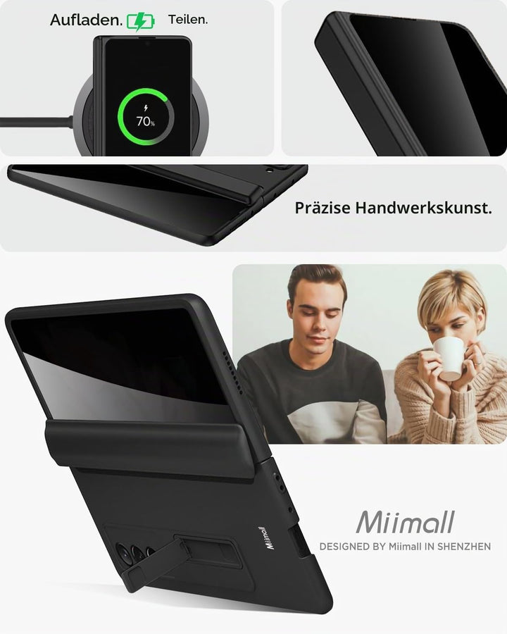 Miimall Kompatibel mit Samsung Galaxy Z Fold 3 Hülle mit Displayschutz Anti-Peeping+Magnetischer Sch