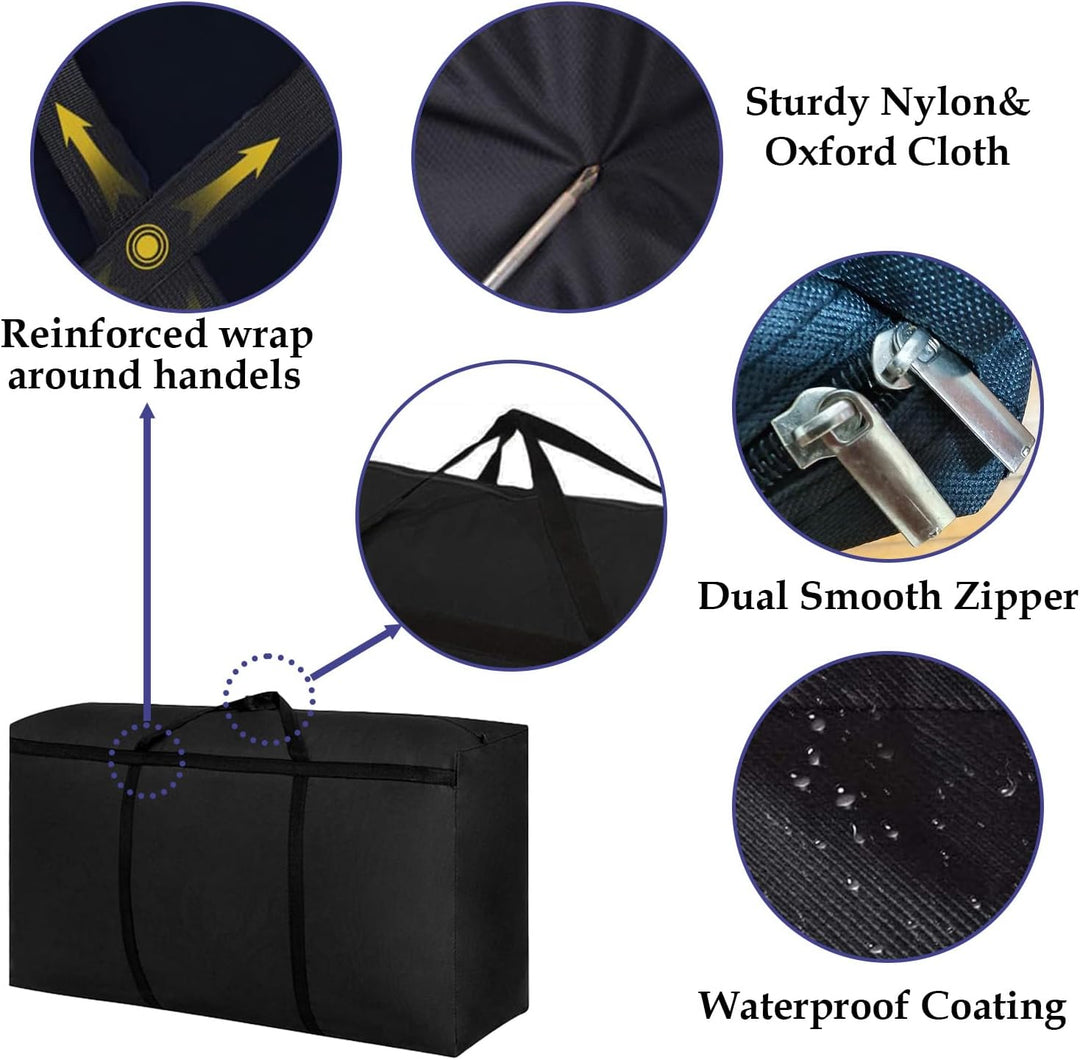 Kongming 2 Stück Aufbewahrungstasche für Bettdecken Wasserdichte Tasche 100L Oxford Schwarz Umzugsta