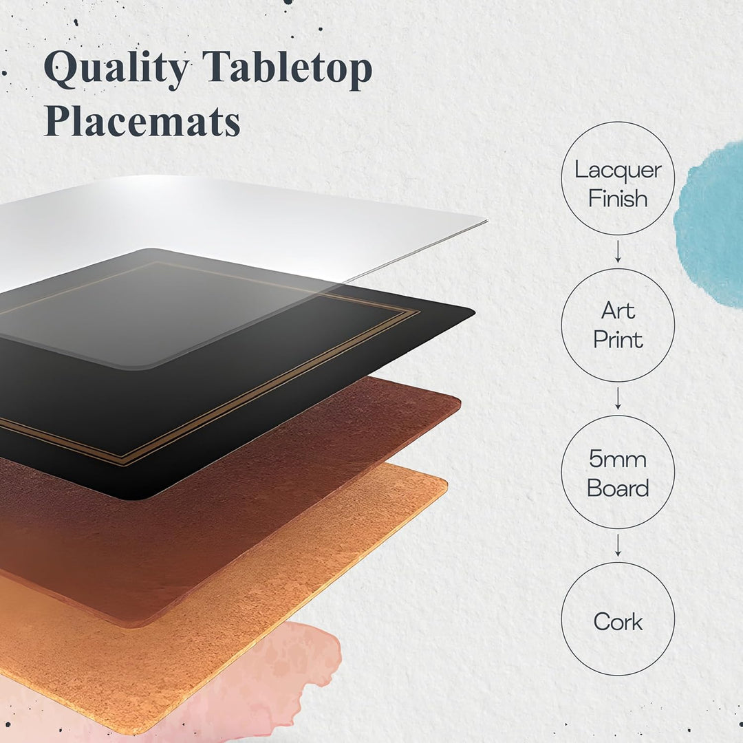 Blue Italian Placemats, Wood, Blue and White, 40.1 x 29 x 0.58 cm