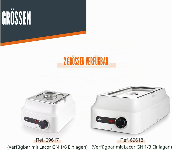 Lacor - 69618 - Schokoladen-Wasserbad, Weiss, 3,8 L, Edelstahl 18/10, 80W, Regelbarer Thermostat 0-6