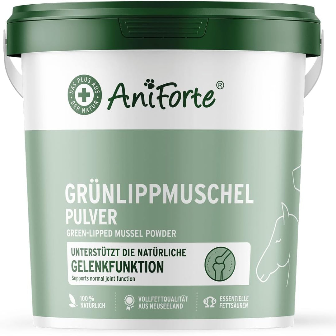 AniForte Grünlippmuschelpulver für Hunde 1kg - Natürliches Grünlippmuschel Pulver in Vollfettqualitä