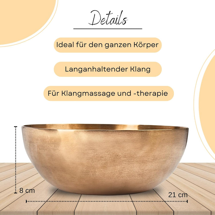 Peter Hess Therapieklangschale Universalschale (21 cm, 900 g) Klangschale mit Filzschlägel und Unter