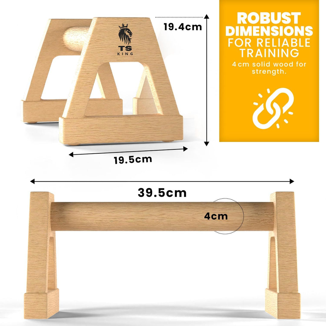 Grosse Liegestützgriffe – 2x rutschfeste & gelenkschonende Holzgriffe – ideales Parallettes & Calist