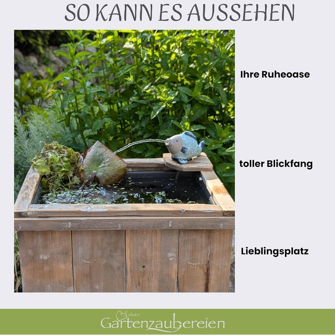 Storm's Gartenzaubereien Wasserspeier Fisch aus Keramik mit Pumpe 230V - für Miniteiche - Balkondeko
