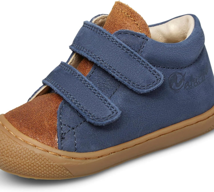 Naturino Lauflernschuhe aus Nappaleder 17 EU Marineblau Braun, 17 EU Marineblau Braun