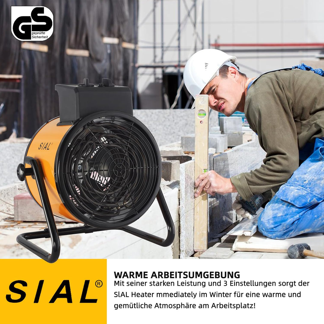 SIAL Industriell Heizlüfter 3000W - Elektrische Heizung - Heizstrahler Bauheizer - Heizgebläse Für G
