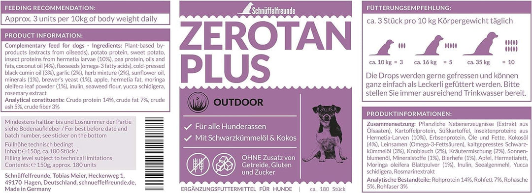 Zerotan Plus I Mit Schwarzkümmelöl und Kokosöl - Z-Snack für Hunde (150g - ca. 180 Stück), 150g - ca