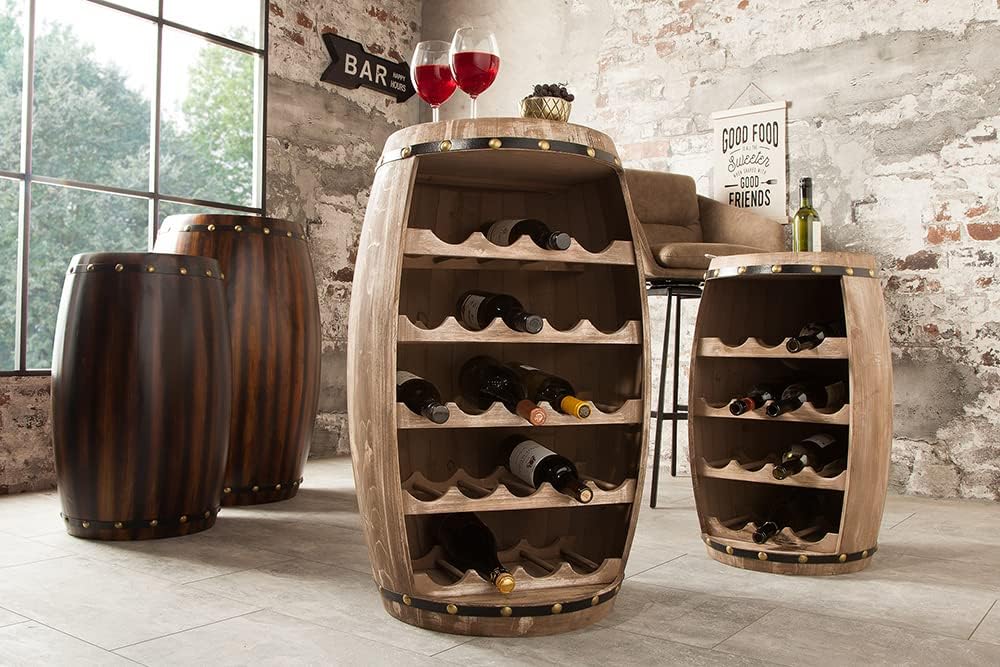 riess-ambiente.de Authentisches Weinregal Bodega 80cm Natur Weinfass Shabby Pinie