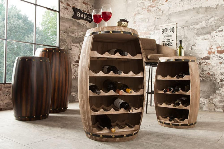 riess-ambiente.de Authentisches Weinregal Bodega 80cm Natur Weinfass Shabby Pinie