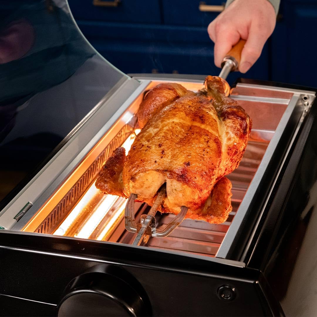 Livington Rotisserie Chef - Rot - Indoorgrill, Drehgrill und Tischgrill - Drehspiess für Hähnchen -