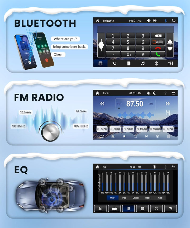 Rimoody Autoradio 1 Din mit Wireless Carplay You-Tube Android Auto IOS/Android Mirror Link Bluetooth