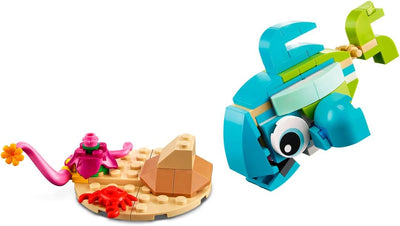 Lego Creator 3-in-1 Set: Delfin und Schildkröte 31128 + Tropischer Papagei 30581 (Polybag)