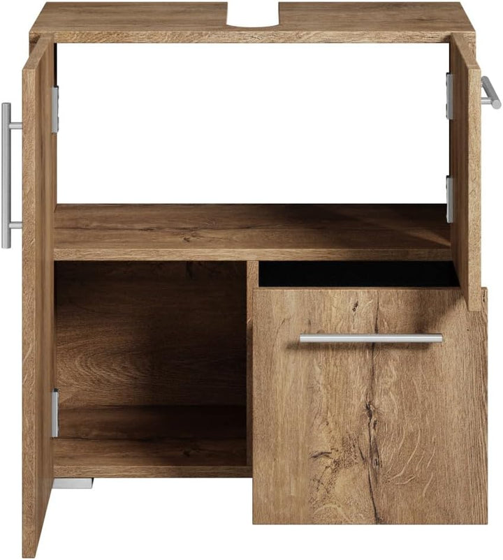 Badezimmer Badmöbel Mars - Braun Eiche - Unterschrank Badmöbelset Badschrank Schrank Waschbeckenunte