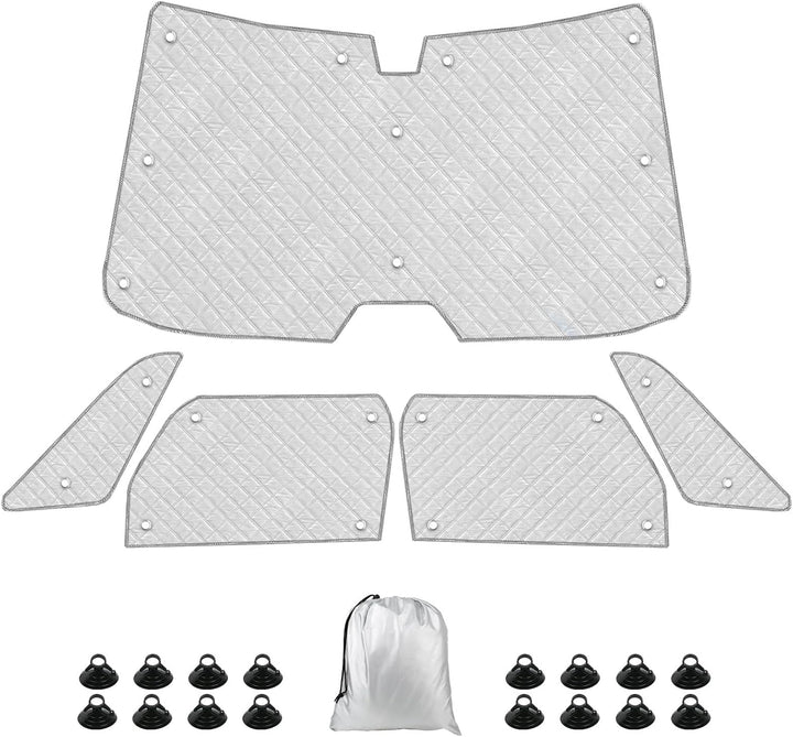 Thermomatte Fahrerhaus Innen Kompatibel mit VW ID Buzz 2022-2026, 5PCS LWB Faltbare Isolierte Sonnen