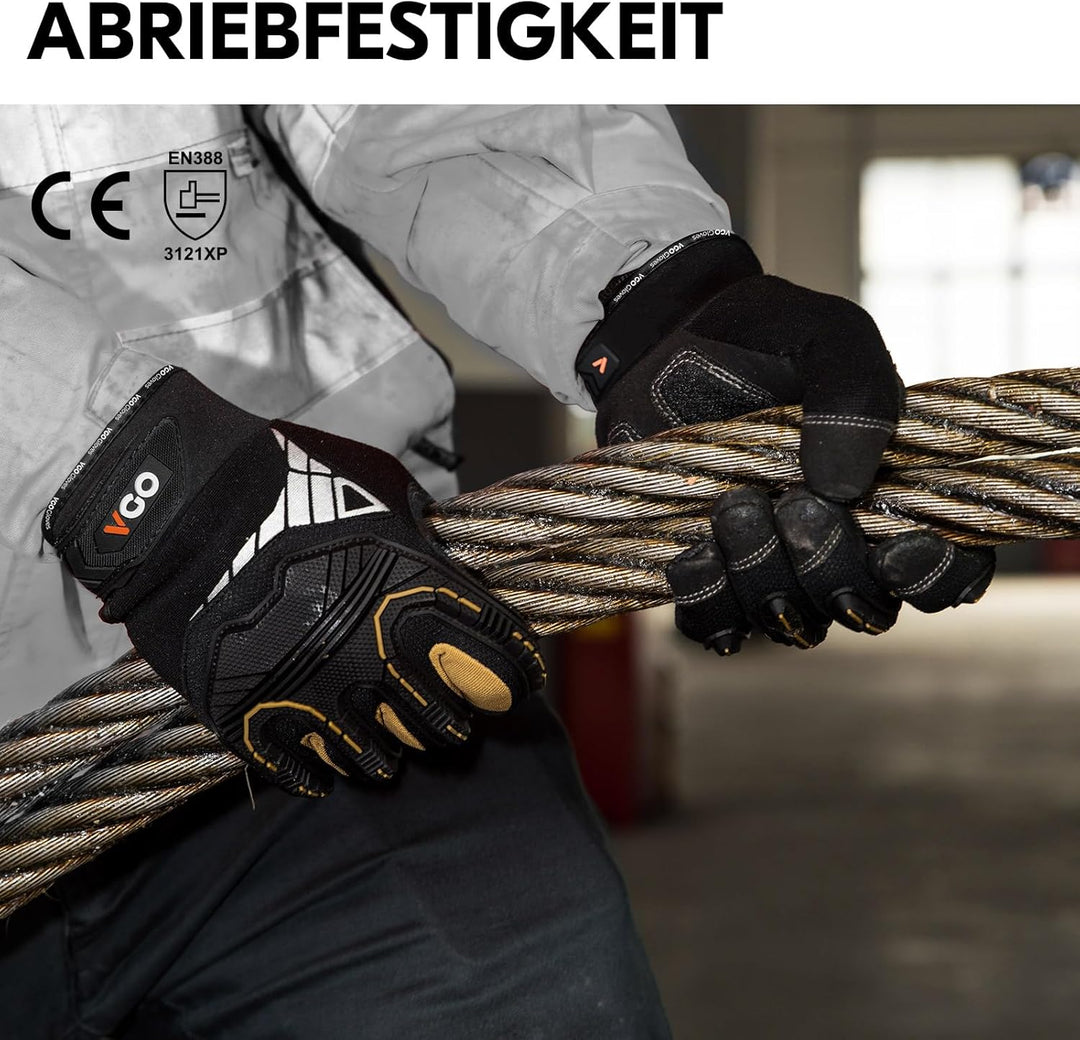 Vgo... 3 Paare hohe Mechnische Arbeitshandschuhe, für grosse Belastungsarbeit, Vibration-Schutz-Hand