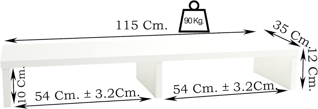Henor TV-Ständer aus FSC® Holz, TV-Bildschirmerhöhung, 115 x 35 x 12 cm, Tragkraft 90 kg, Weiss 115x