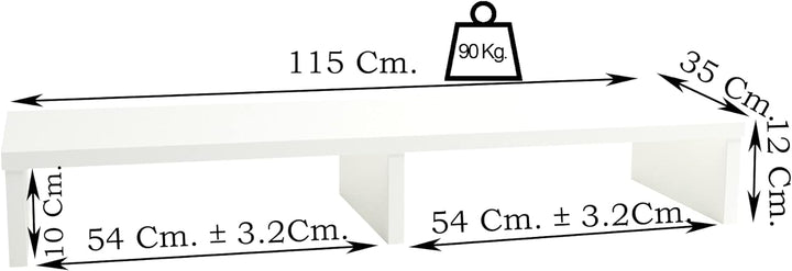 Henor TV-Ständer aus FSC® Holz, TV-Bildschirmerhöhung, 115 x 35 x 12 cm, Tragkraft 90 kg, Weiss 115x