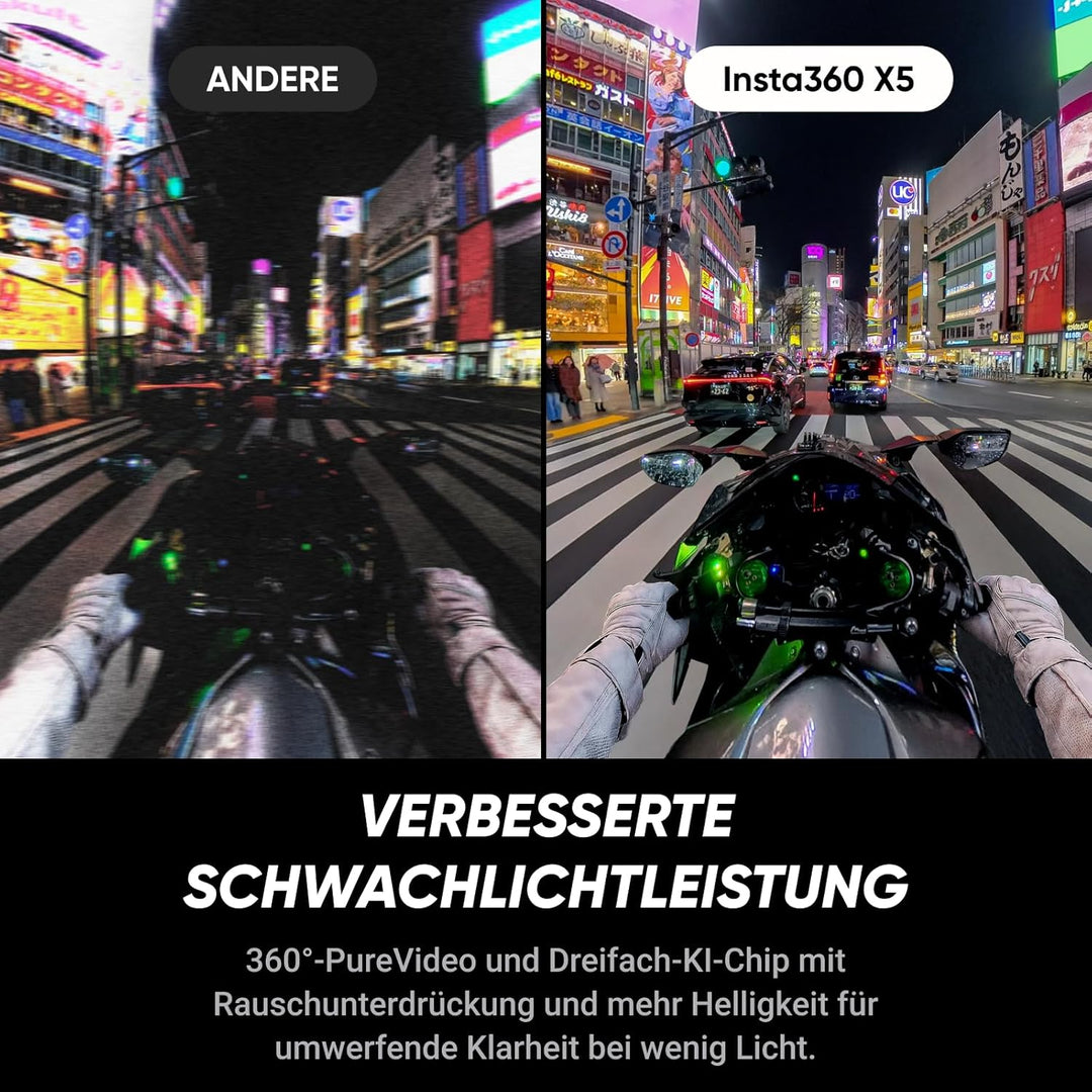 Insta360 X5 Must-Have-Bundle - wasserdichte 8K 360°-Kamera, Führend bei wenig Licht, Unsichtbarer Se