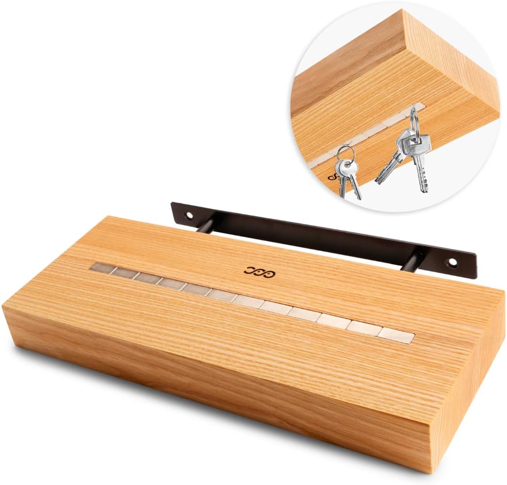 GGC Schlüsselbrett mit Ablage (Schlüsselhalter Magnetisch) I Wandregal für Flur I Moderne Deko aus E