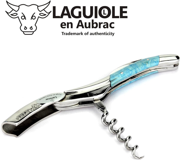 Laguiole en Aubrac Kellnermesser Larimar blau Edelstahl glänzend SOM99PWI Sommelierbesteck