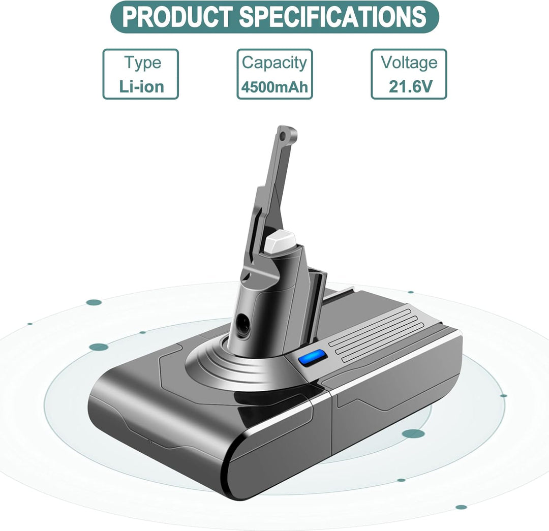 EICHXO 21.6V 4500mAh Ersatzakku Kompatibel mit Dyson V8 Akku Li-Ionen Batterie für V8 Absolute Anima