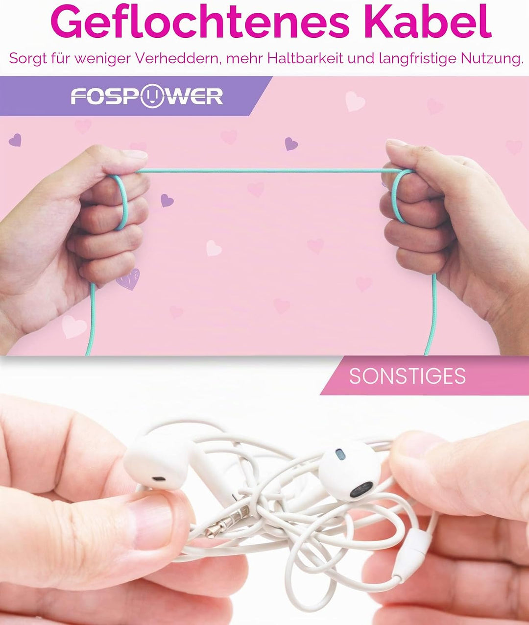 FosPower - Kopfhörer Kinder mit LED leuchten Katzenohren | 3,5mm On Ear Audio Kopfhörer für Kinder m