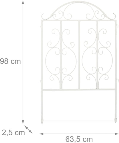 Relaxdays Gartenzaun aus Stahl, Zaunstecksystem 3er Set, verzierter Vorgartenzaun, Zaunelement HxB: