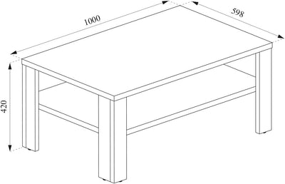 Vicco Couchtisch, Weiss, 100 x 42 cm, Weiss