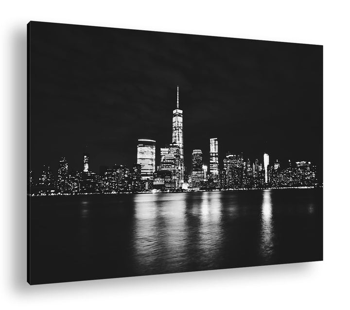 deyoli New York Manhatten bei Nacht Format: 80x60 als Leinwandbild, Motiv fertig gerahmt auf Echthol
