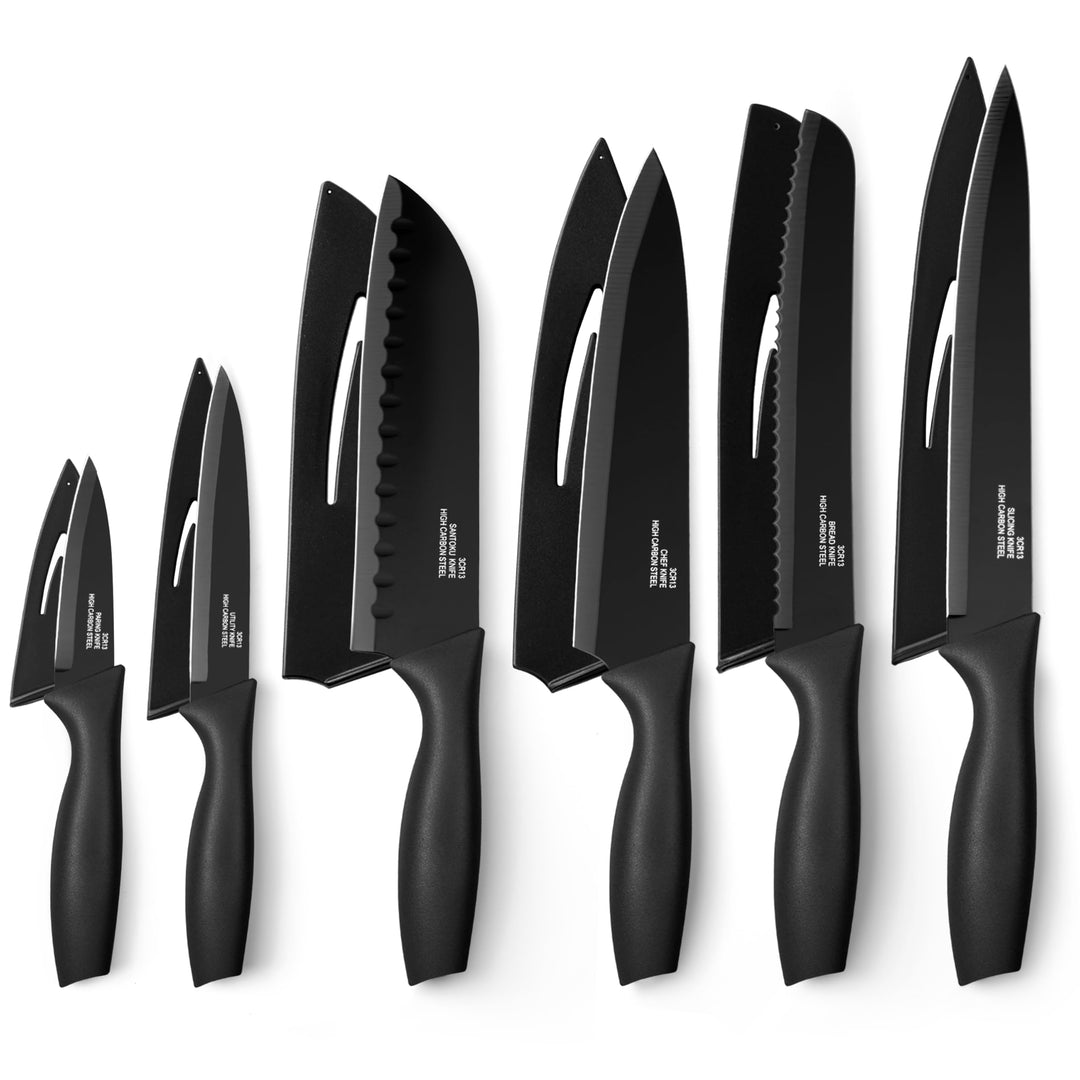 TEAMFAR Küchenmesser 6-teilig, Edelstahl Messerset mit Schutzhülle, Scharfe Messer Set mit Kochmesse