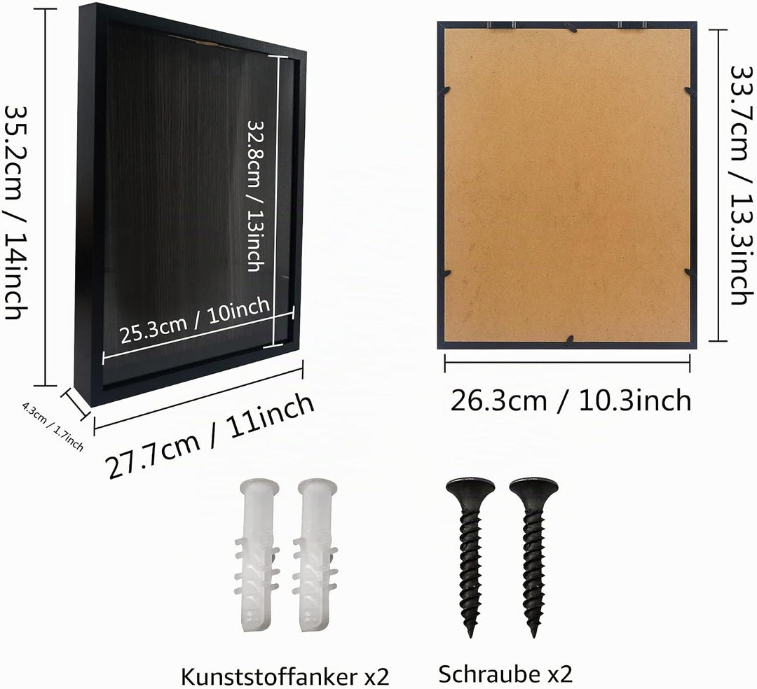 Reise-Schattenbox, schwarz, 28 x 35 cm, mit Schlitz, Filmreise, Sportveranstaltungen, Konzert, Ticke
