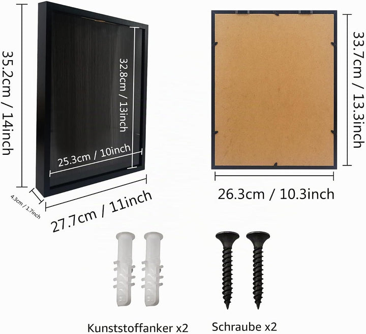 Reise-Schattenbox, schwarz, 28 x 35 cm, mit Schlitz, Filmreise, Sportveranstaltungen, Konzert, Ticke