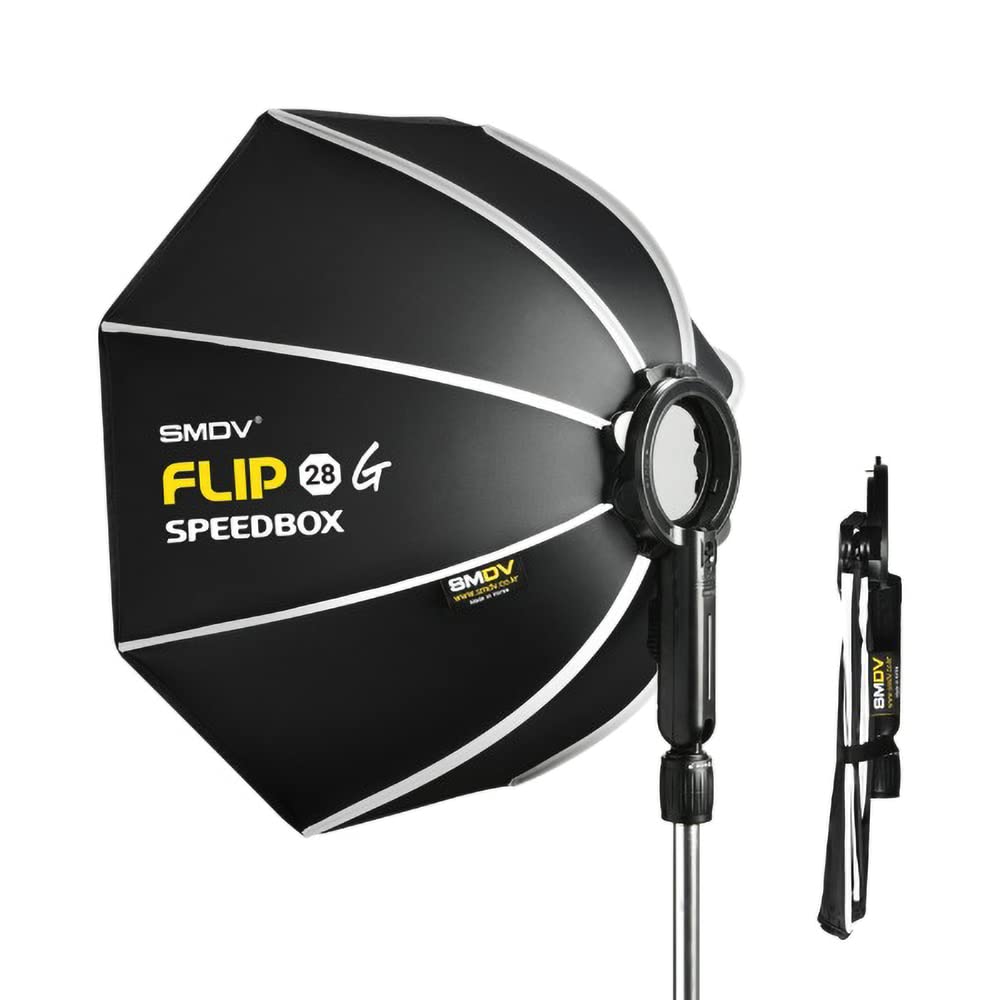 Professionelle SMDV Speedbox-Flip28G Softbox 70 cm - Schnell aufzubauen, Gleichmässiges Licht, Trage